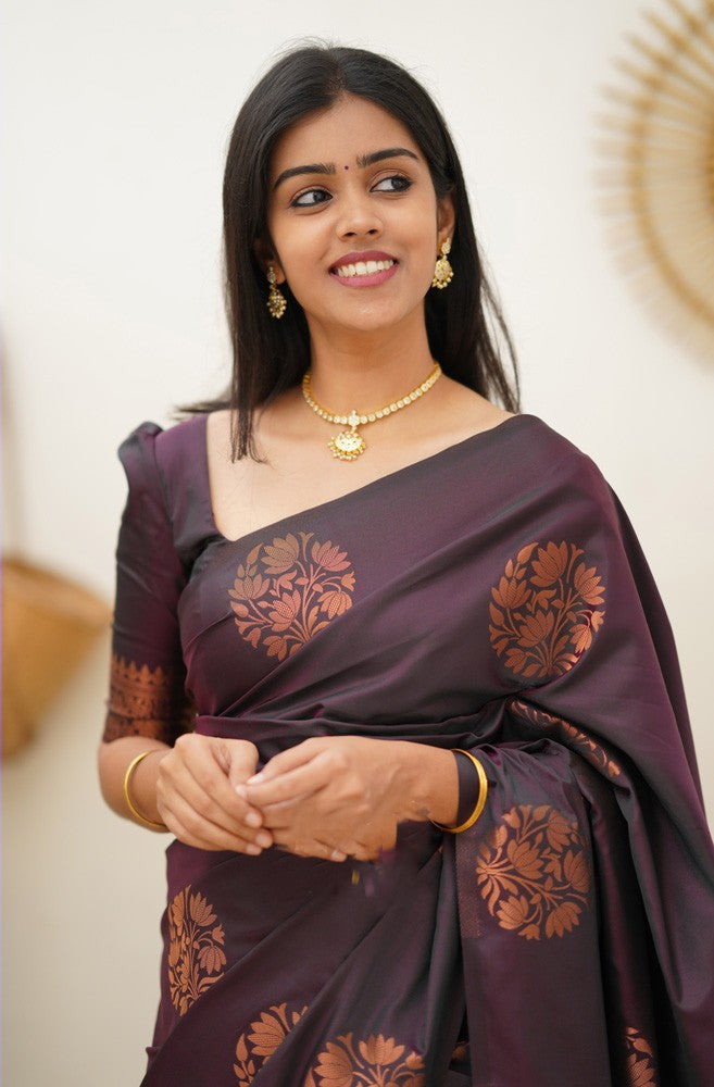 Chatoyant Purple Soft Silk Saree With Posh Blouse Piece