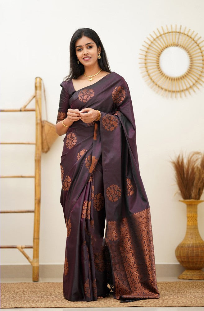 Chatoyant Purple Soft Silk Saree With Posh Blouse Piece