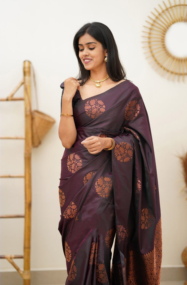 Chatoyant Purple Soft Silk Saree With Posh Blouse Piece