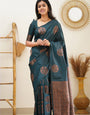 Outstanding Rama Soft Silk Saree With Most Blouse Piece