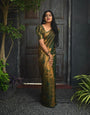 Jazzy Dark Green Soft Silk Saree With Luxuriant Blouse Piece