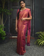 Gleaming Dark Pink Soft Silk Saree With Sizzling Blouse Piece