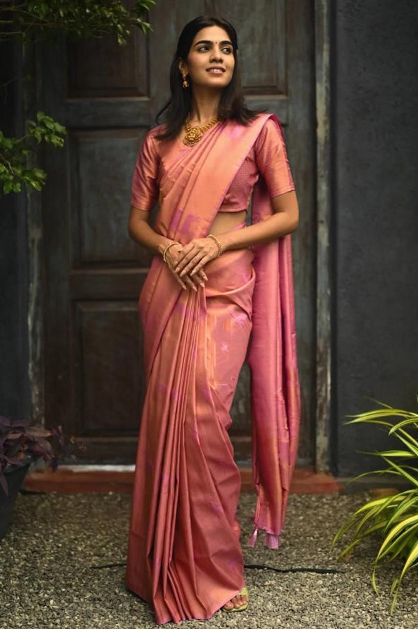 Groovy Pink Soft Silk Saree With Zephyr Blouse Piece