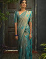 Woebegone Sky Soft Silk Saree With Glowing Blouse Piece