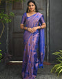 Flamboyant Royal Blue Soft Silk Saree With Engrossing Blouse Piece