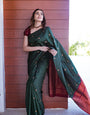 Embrocation Dark Green Soft Silk Saree With Admirable Blouse Piece