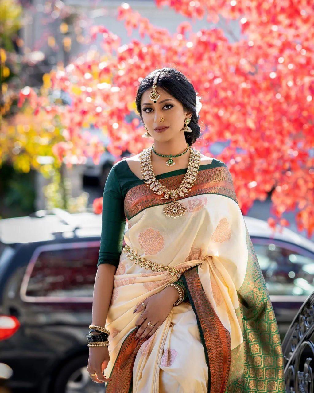 Classy Beige Soft Silk Saree With Impressive Blouse Piece