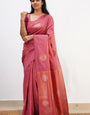 Majesty Pink Soft Silk Saree With Eloquence Blouse Piece