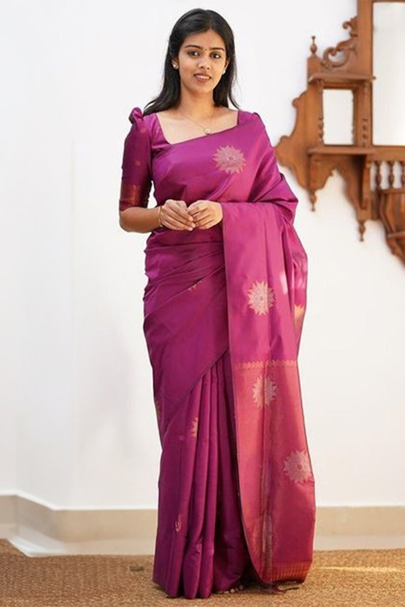 Improbable Purple Soft Silk Saree With Tremendous Blouse Piece