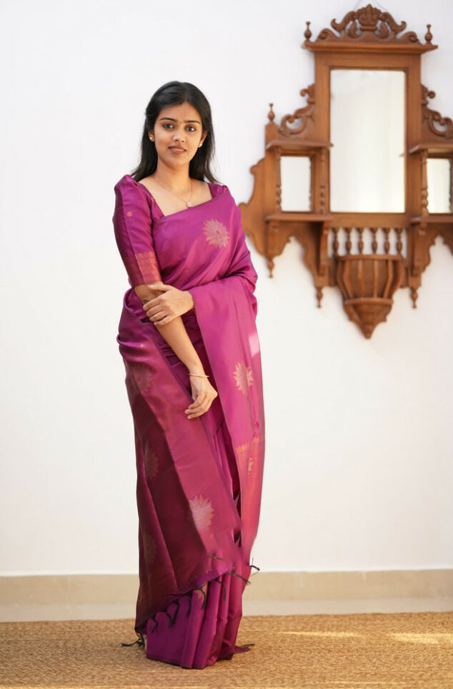 Improbable Purple Soft Silk Saree With Tremendous Blouse Piece