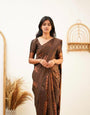 Effulgent Brown Soft Silk Saree With Opulent Blouse Piece