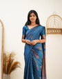 Dazzling Rama Soft Silk Saree With An Blouse Piece