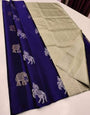 Beauteous Blue Soft Silk Saree With Glittering Blouse Piece