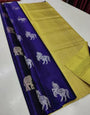 Flaunt Blue Soft Silk Saree With Beautiful Blouse Piece