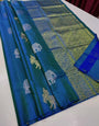 Glamorous Firozi Soft Silk Saree With Delectable Blouse Piece