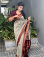 Hypnotic Grey Soft Silk Saree With Staring Blouse Piece