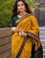 Preferable Mustard Soft Silk Saree With Attractive Blouse Piece