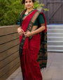 Lissome Red Soft Silk Saree With Enticing Blouse Piece