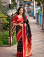 Beautiful Black Soft Silk Saree With Delightful Blouse Piece