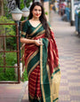 Nebula Maroon Soft Silk Saree With Epiphany Blouse Piece