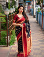 Beleaguer Navy Blue Soft Silk Saree With Prettiest Blouse Piece