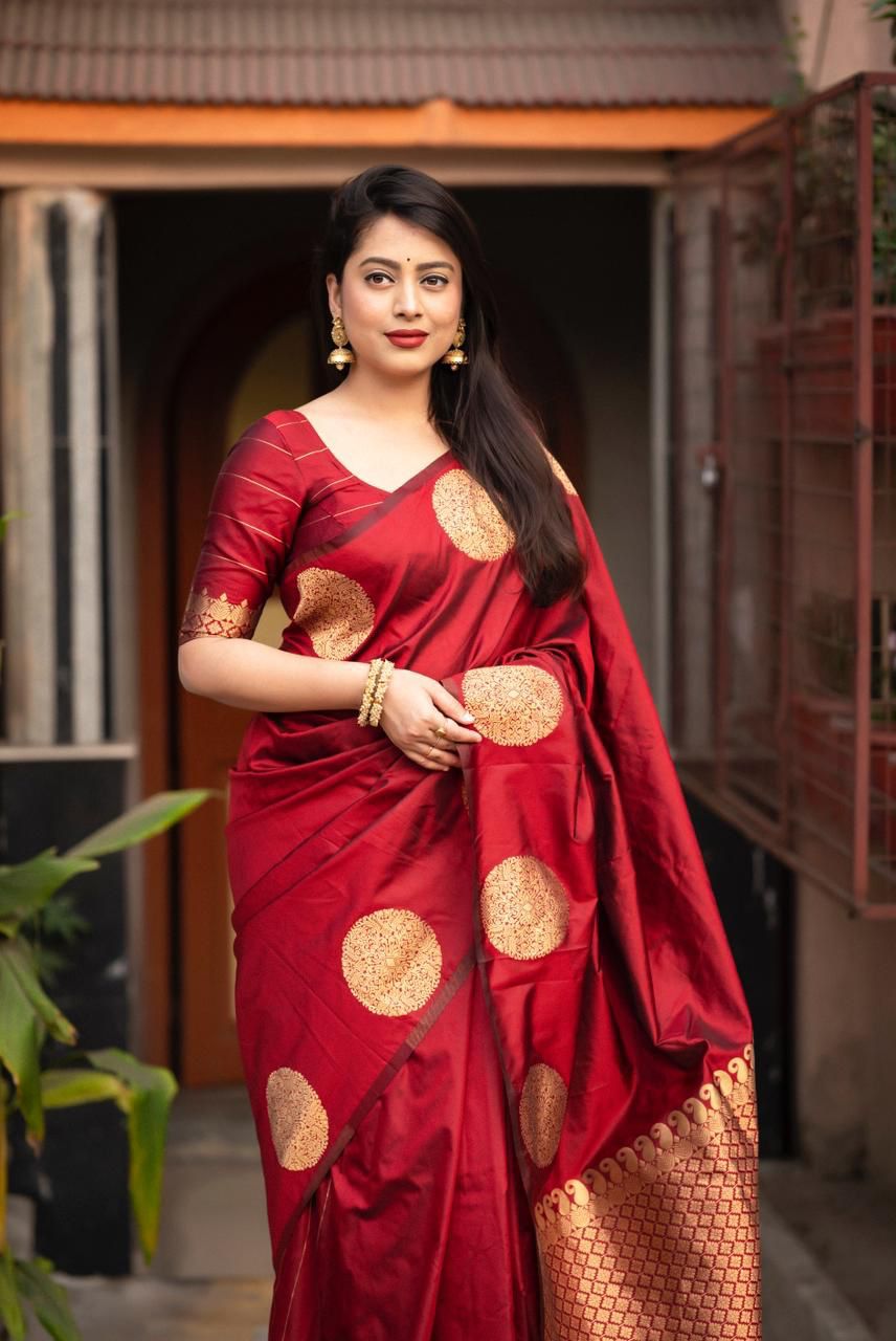 Devastating Maroon Soft Silk Saree With Vibrant Blouse Piece