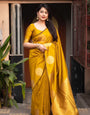 Captivating Yellow Soft Silk Saree With Felicitous Blouse Piece