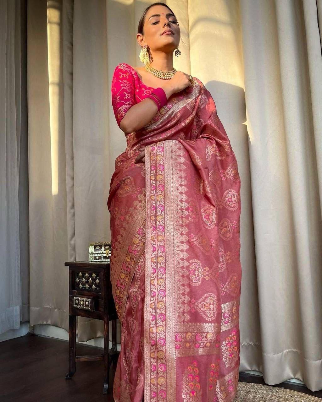 Most Peach Soft Silk Saree With Transcendent Blouse Piece