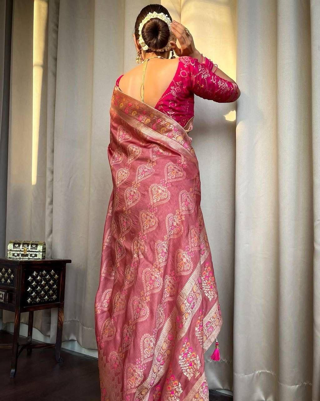 Most Peach Soft Silk Saree With Transcendent Blouse Piece