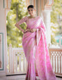 Demure Baby Pink Soft Silk Saree With Beautiful Blouse Piece