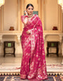 Smashing Dark Pink Soft Silk Saree With Classy Blouse Piece