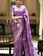 Effervescent Lavender Soft Silk Saree With Elegant Blouse Piece