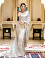 Exemplary Off White Soft Silk Saree With Unequalled Blouse Piece