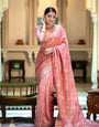 Redolent Peach Soft Silk Saree With Charismatic Blouse Piece