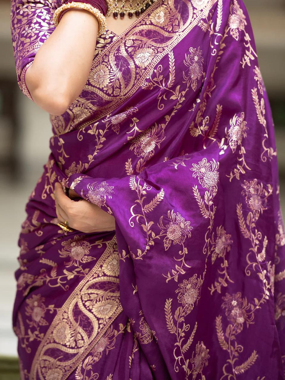 Dulcet Purple Soft Silk Saree With Prominent Blouse Piece