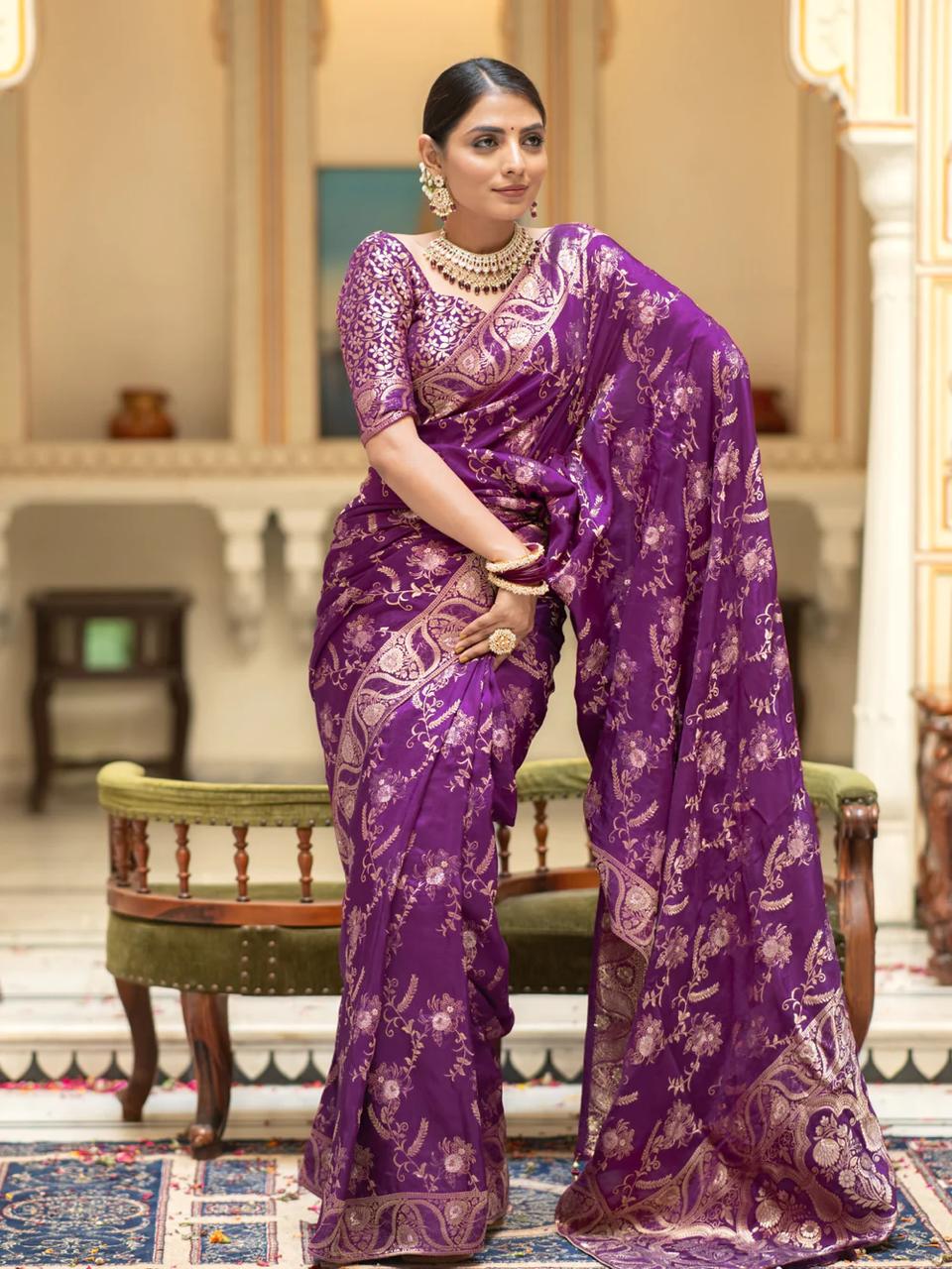 Dulcet Purple Soft Silk Saree With Prominent Blouse Piece