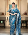 Lassitude Rama Soft Silk Saree With Seraphic Blouse Piece