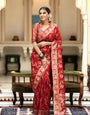 Scintilla Red Soft Silk Saree With Ebullience Blouse Piece