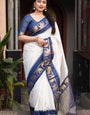 Ineffable Off White Soft Silk Saree With Transcendent Blouse Piece