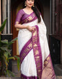 Jubilant Off White Soft Silk Saree With Evocative Blouse Piece