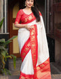 Ethereal Off White Soft Silk Saree With Snappy Blouse Piece