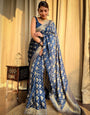 Girlish Navy Blue Soft Silk Saree With Effervescent Blouse Piece