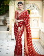 Posh Red Soft Silk Saree With Murmurous Blouse Piece