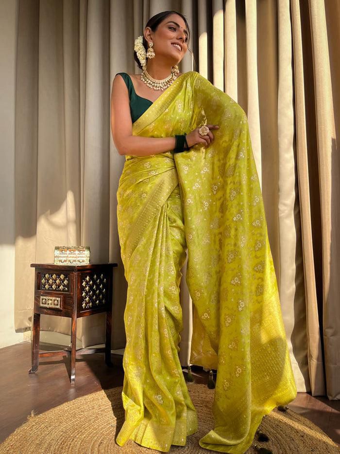 Excellent Yellow Soft Silk Saree With Traditional Blouse Piece