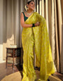 Excellent Yellow Soft Silk Saree With Traditional Blouse Piece