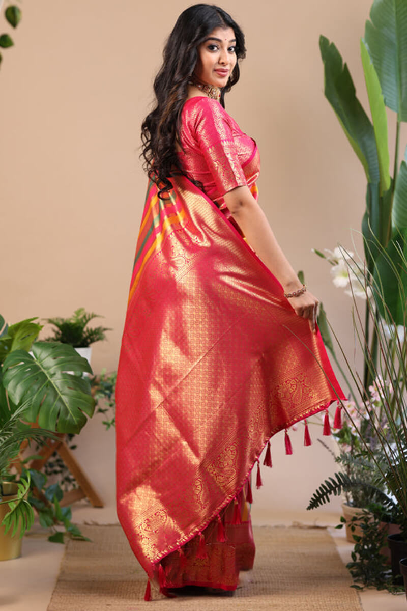 Profuse Multicolor Soft Banarasi Silk Saree With Most Blouse Piece