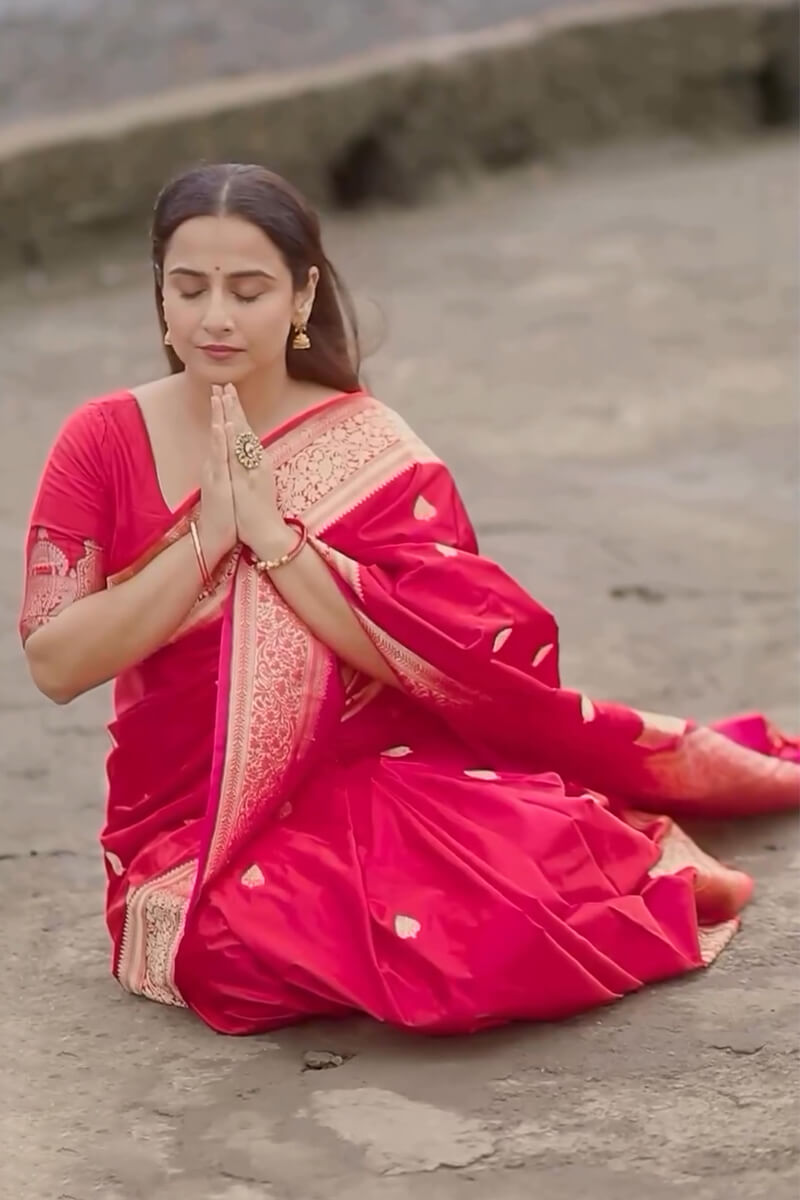 Vestigial Dark Pink Soft Silk Saree With Palimpsest Blouse Piece