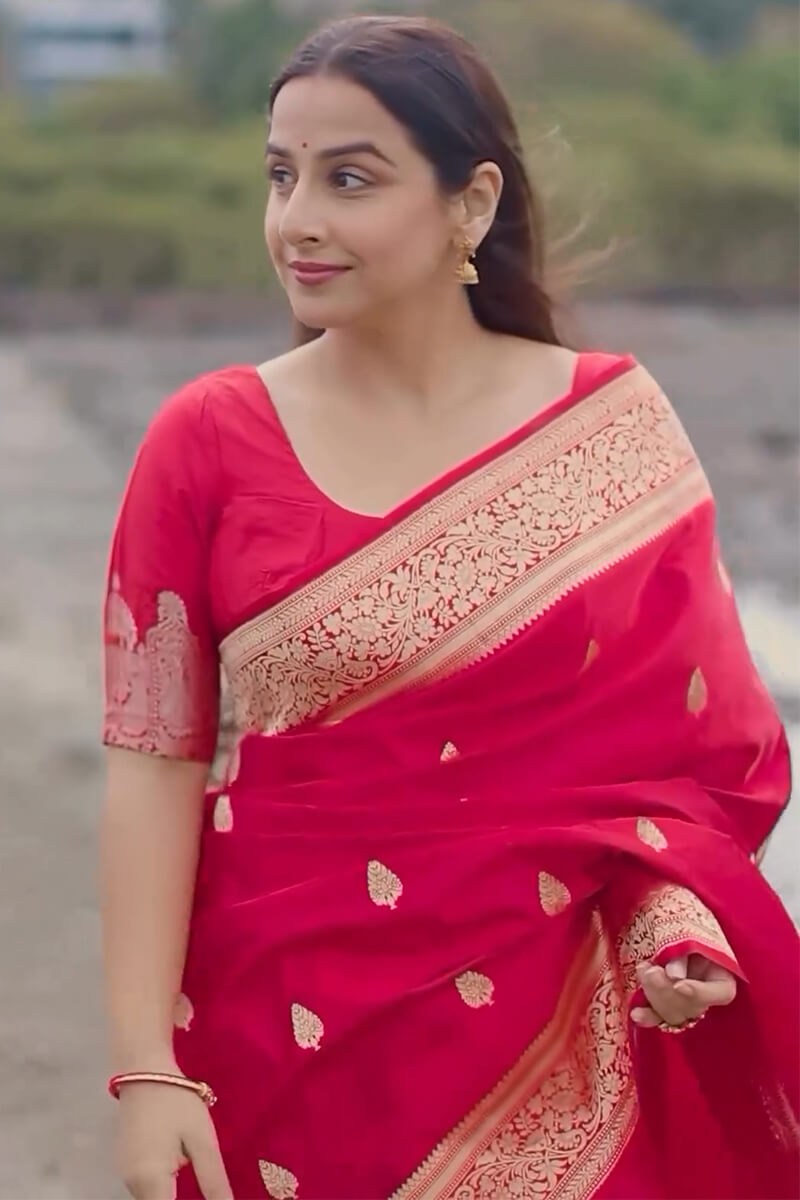 Vestigial Dark Pink Soft Silk Saree With Palimpsest Blouse Piece