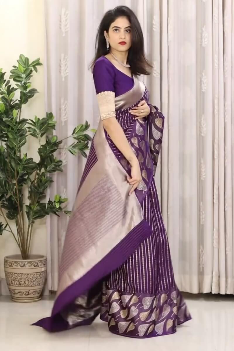 Forbearance Purple Soft Silk Saree With Excellent Blouse Piece