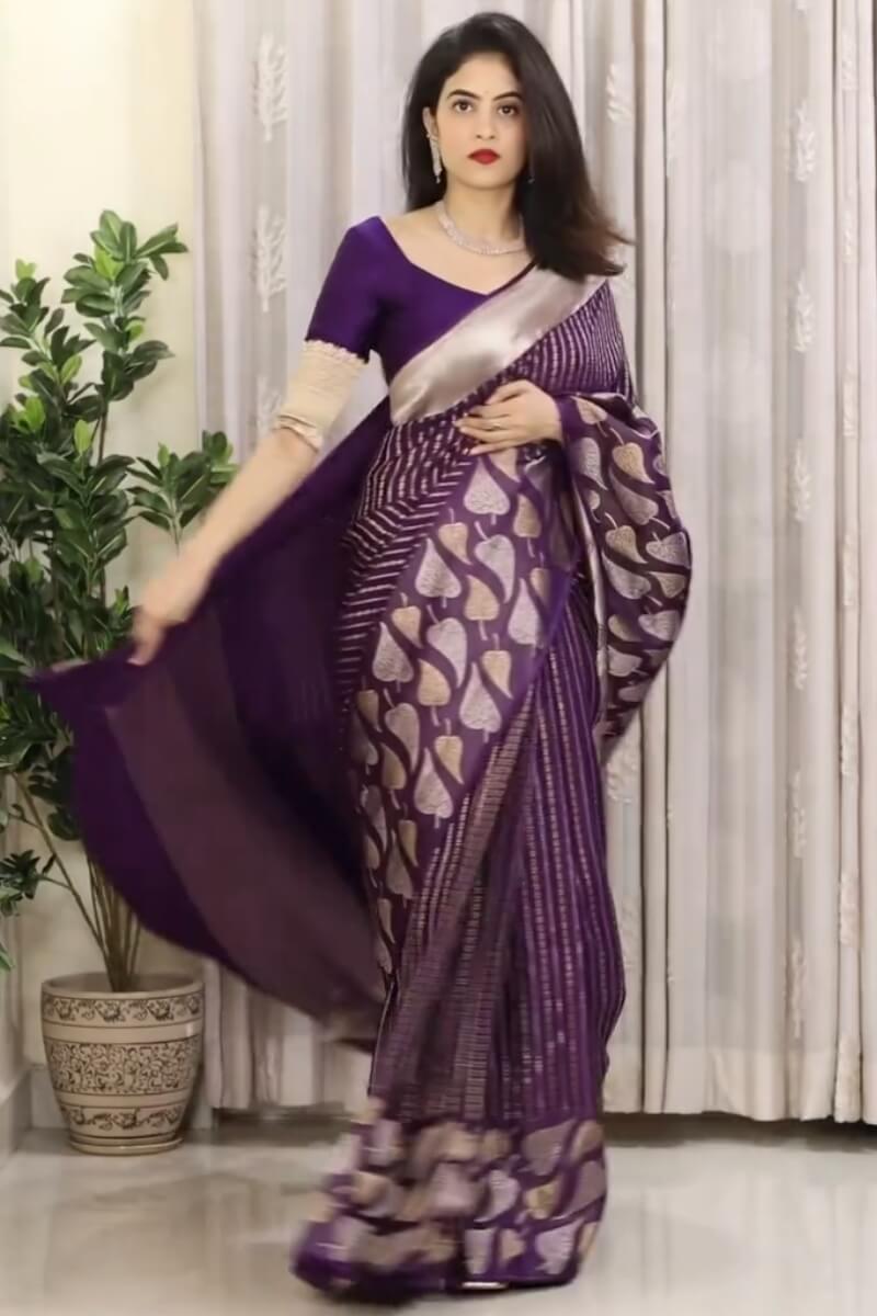 Forbearance Purple Soft Silk Saree With Excellent Blouse Piece